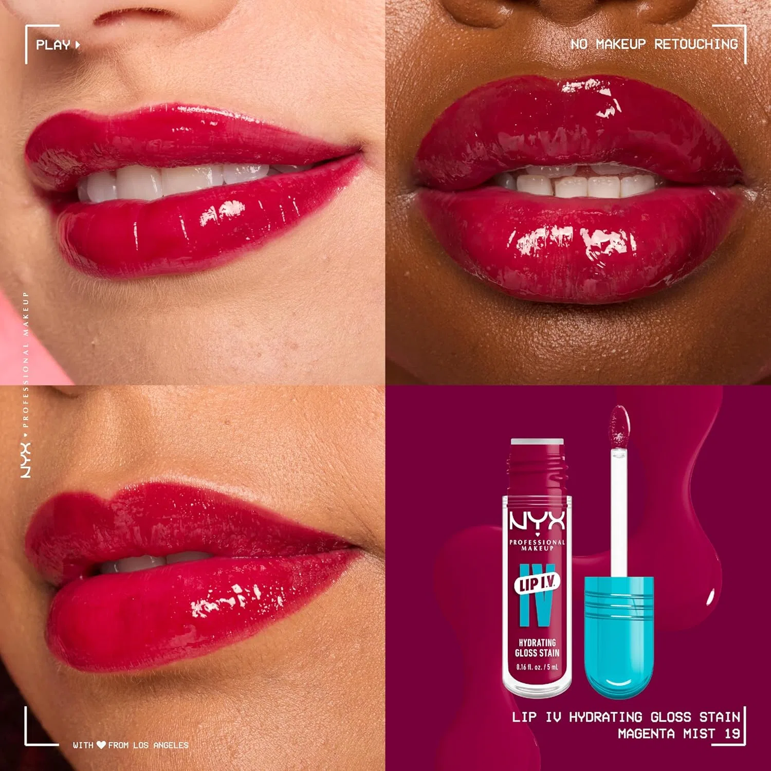 Увлажняющий блеск-сыворотка для губ «LIP IV Hydrating Gloss Serum» от NYX Professional Makeup Nyx Professional Makeup, 19 Magenta Mist — фото 2