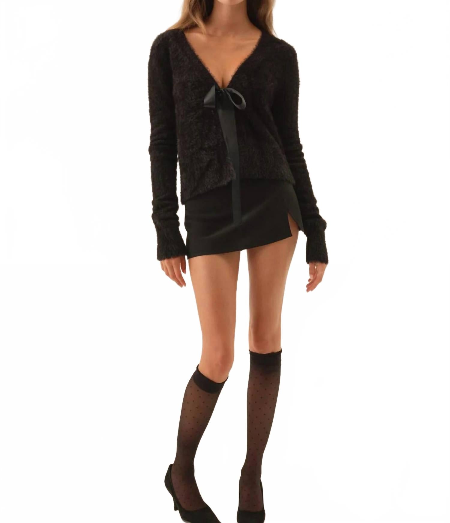 

For Love & Lemons Вязаный кардиган Tayla черного цвета