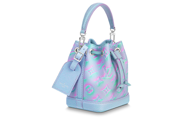LOUIS VUITTON Расписная и тисненая кожаная сумка ведро из коровьей кожи Миниатюрная женская сумка через плечо поясная голубая — фото 2