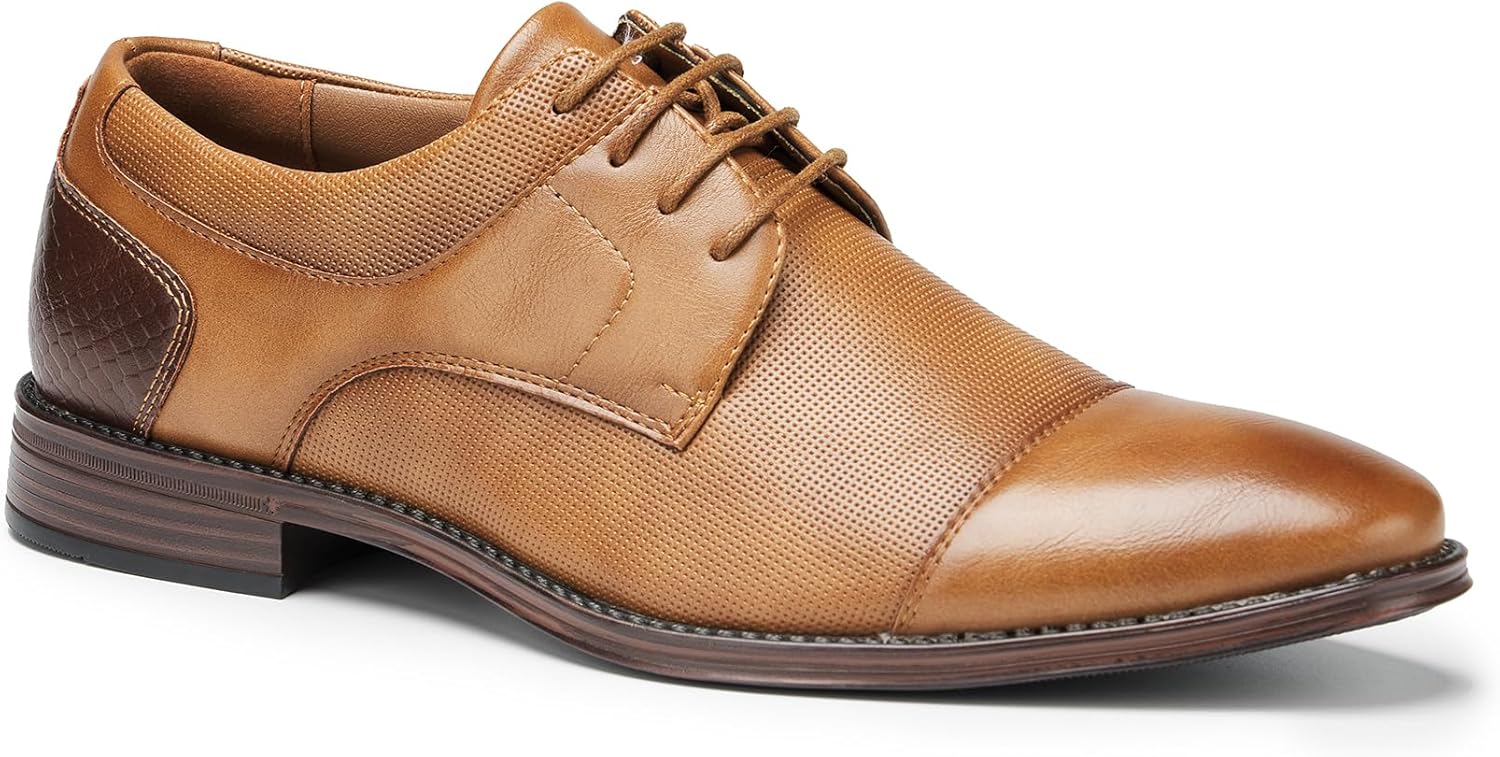 

Мужские классические оксфорды с закрытым мыском, искусственная кожа, текстурированный дизайн, шнуровка, деловой стиль Generic, коричневый