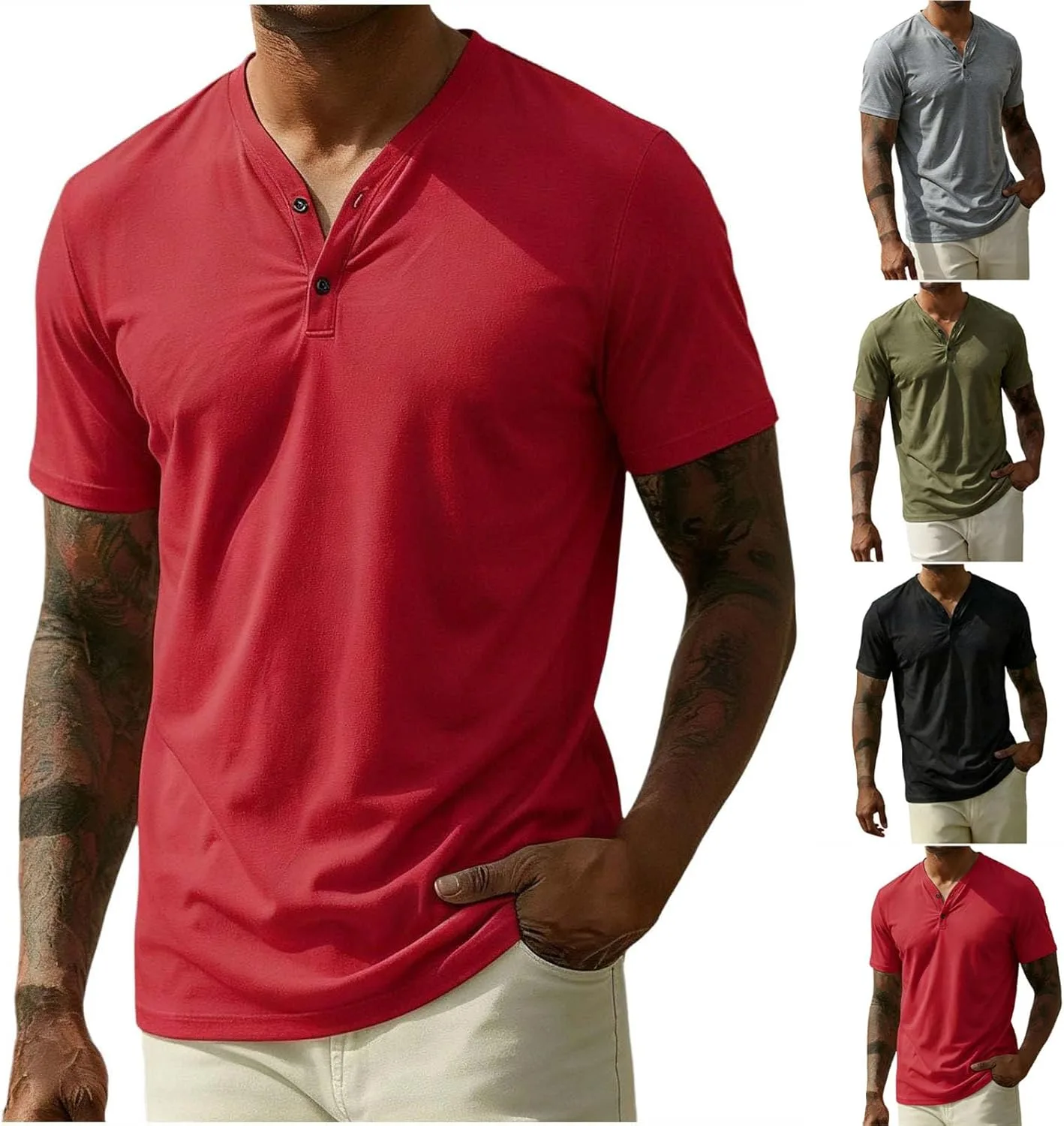 

Мужская хенли футболка с коротким рукавом