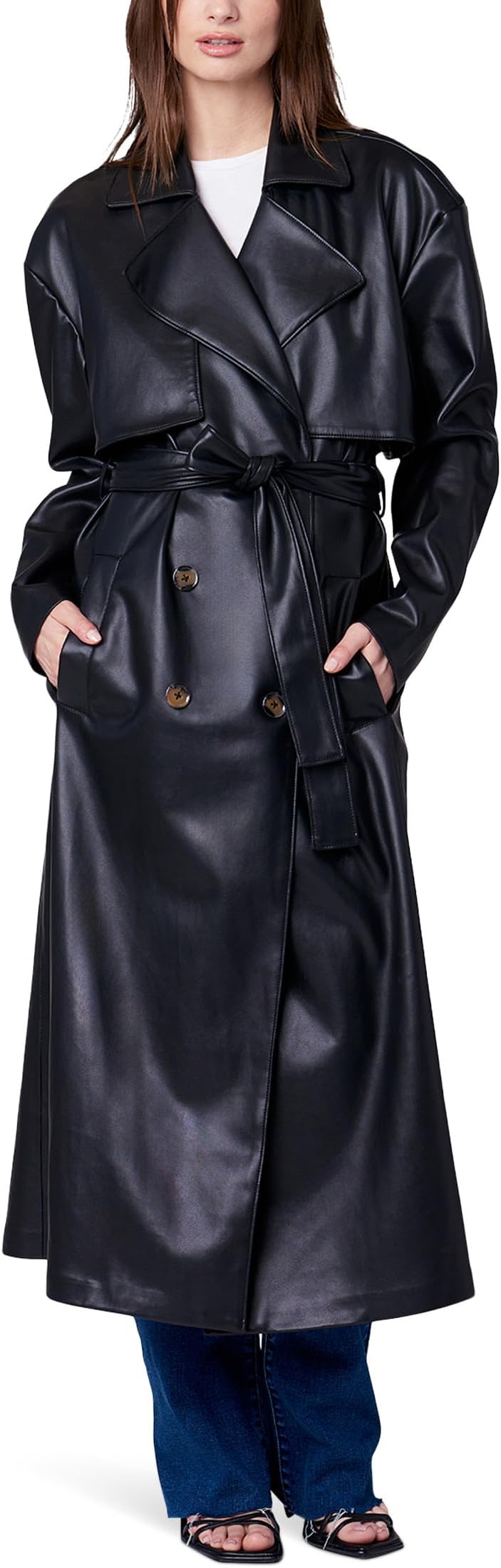

Пальто Blank NYC Leather Trench Coat, черный