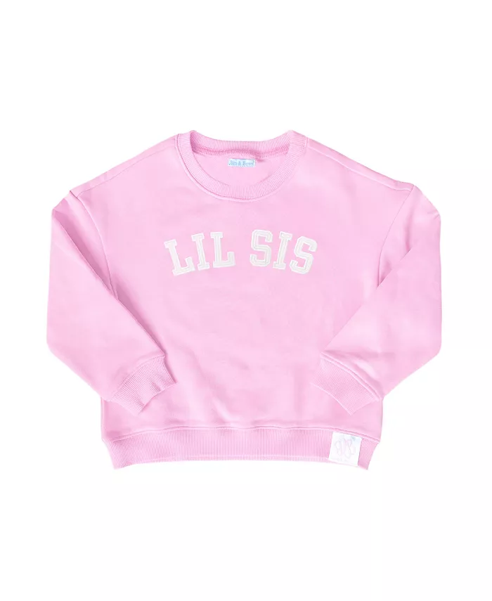 

Детская хлопковая толстовка Lil Sis с круглым вырезом Bits & Bows, розовый