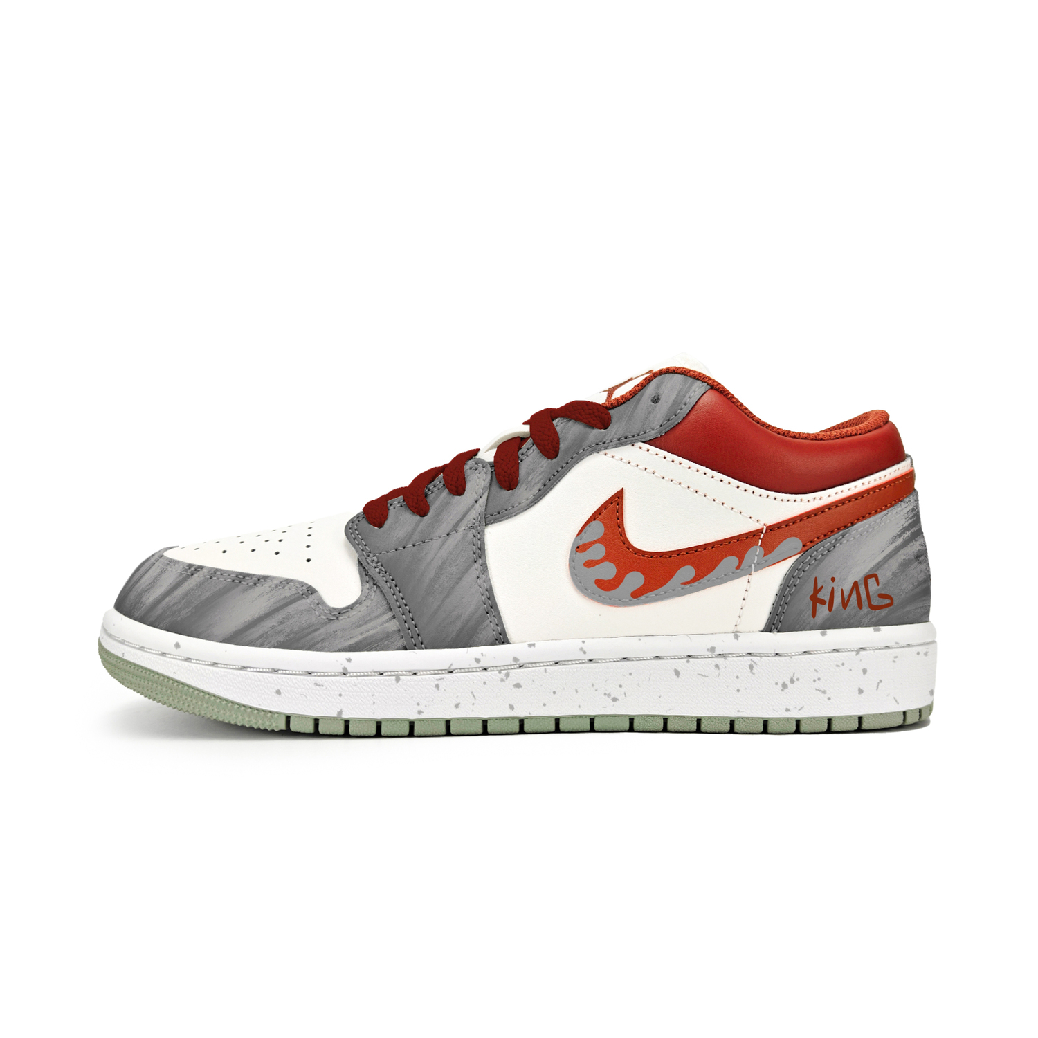 

Jordan Air 1 Red Mist Trail кожаные детские баскетбольные кроссовки low top с амортизацией, износостойкие, серо-красные