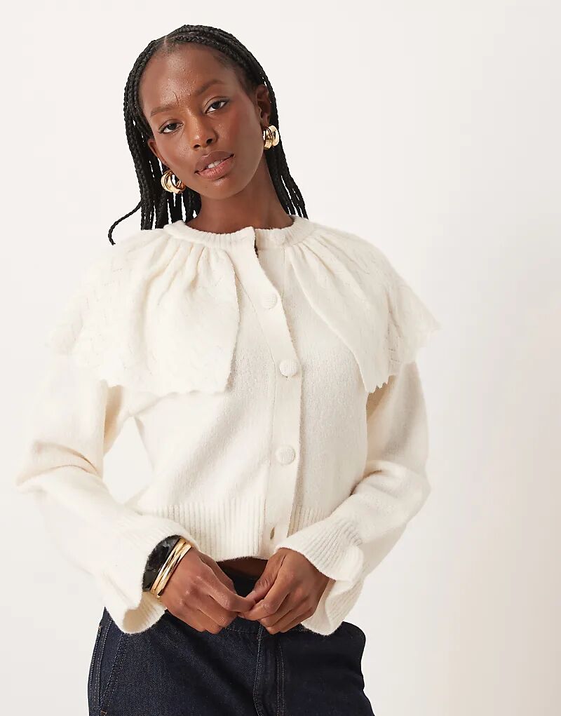 

Кардиган с длинными рукавами и отделкой из накидки Neon Rose кремового цвета