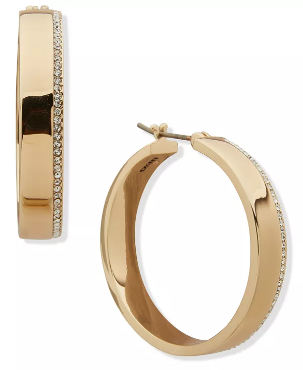 

Серьги-Кольца золотистого оттенка с паве из стеклянных камней Dkny, gold