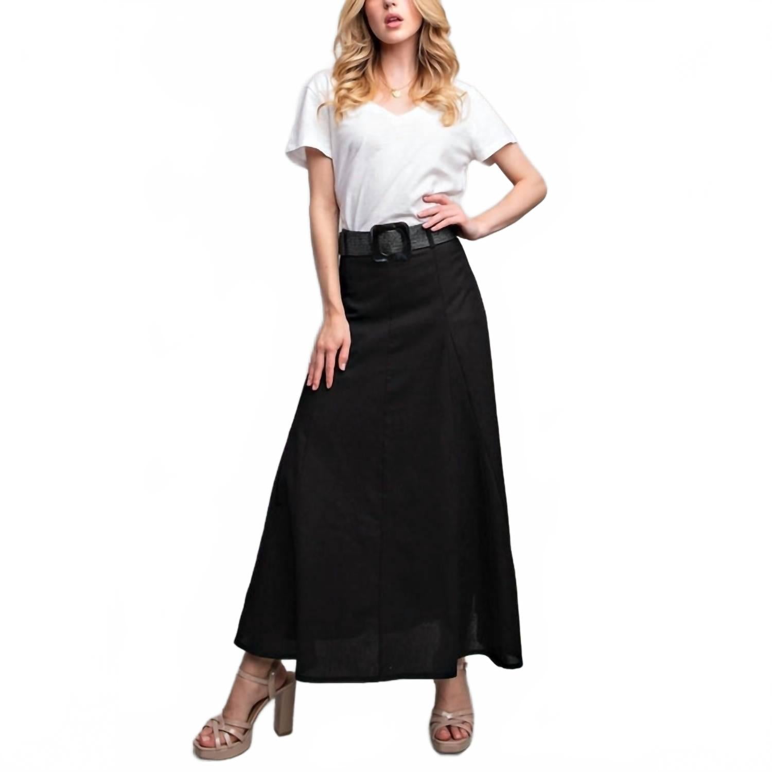 

Льняная макси-юбка в черном цвете BNS