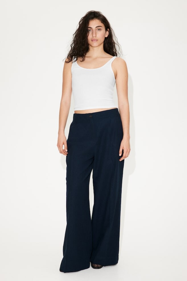 

Широкие брюки из льняной смеси H&M, синий