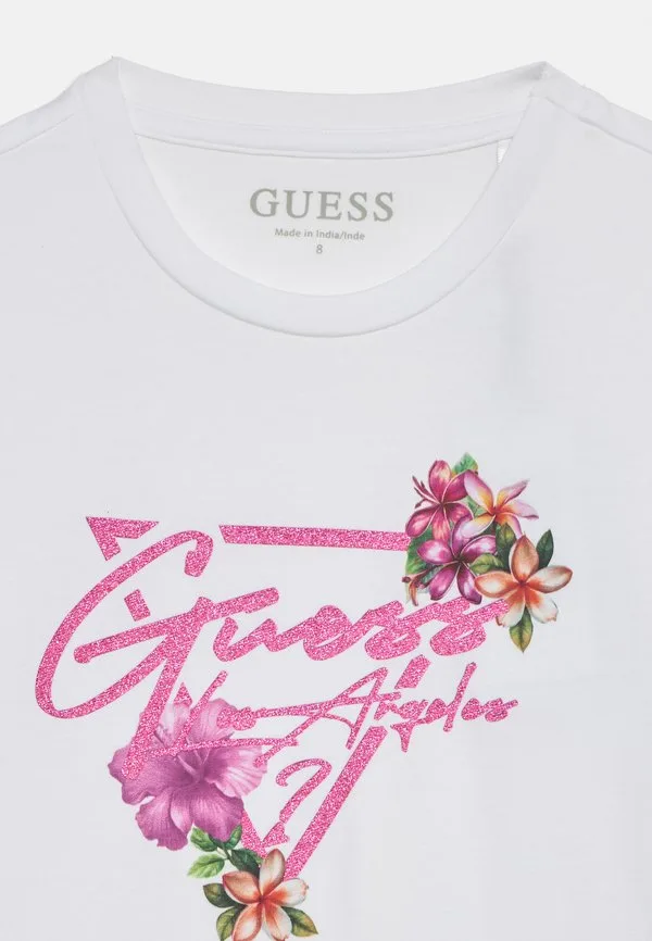 Укороченная футболка с принтом Guess, Pure White — фото 4