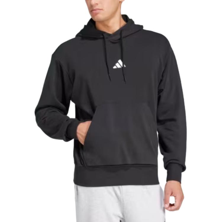 Французский махровый худи Essentials Feelcozy Adidas, черно-белый — фото 3
