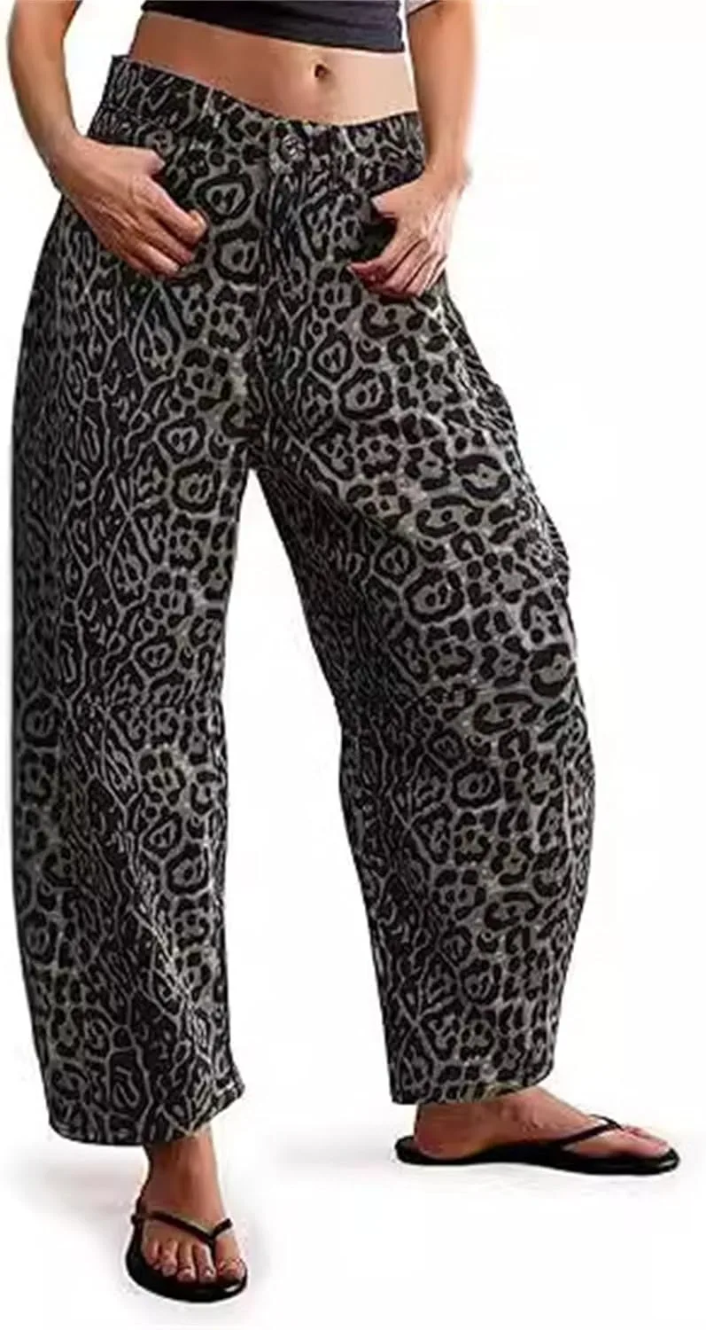 

Джинсы для женщин Vintage Leopard Print Mid Rise