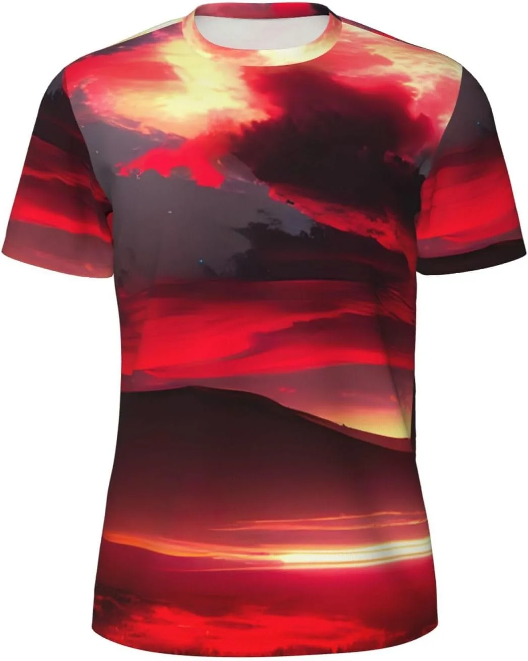 

Футболка мужская летняя с принтом Red Sky at Night, легкая и дышащая SDFHU