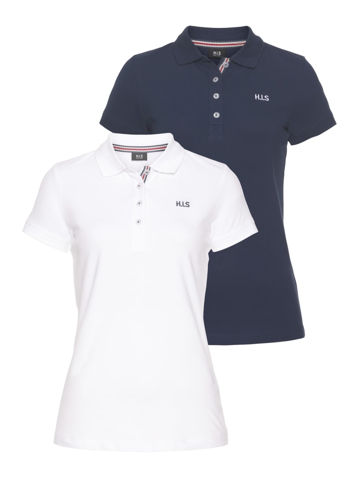 

Рубашка-поло темно-синего и белого цветов H.I.S.