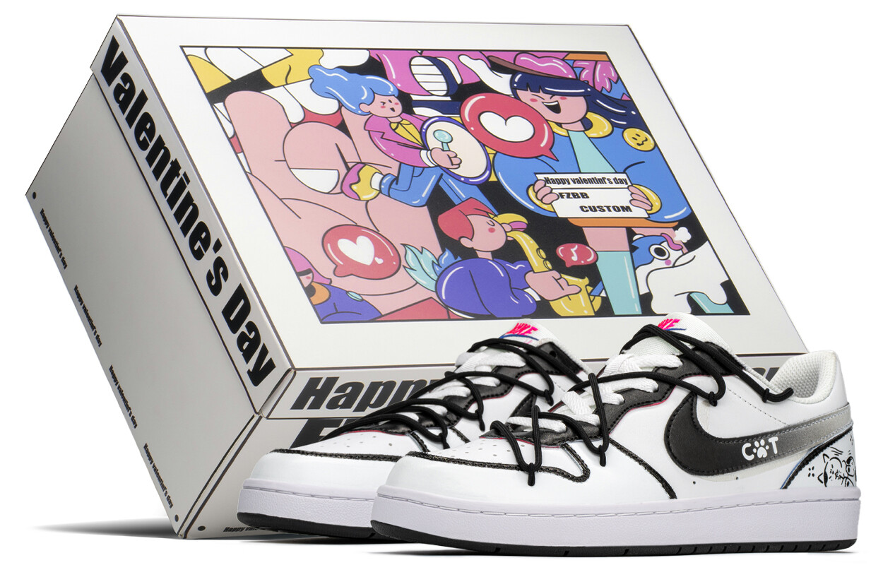 

Кроссовки Nike Court Borough Skateboard Shoes Women's Low-Top Black White, черный/белый
