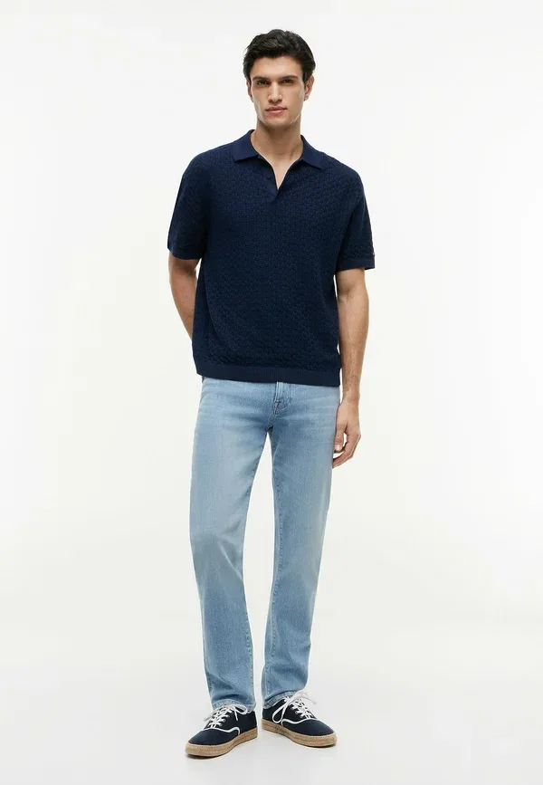 Футболка поло Tommy Hilfiger Gmd structure ss polo garment dyed, угольно-синий — фото 2