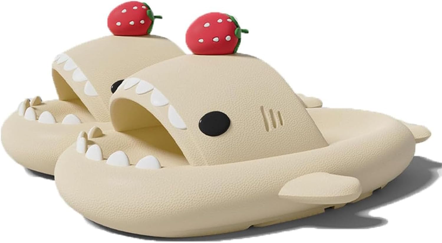 

Тапочки с клубничной акулой, тапочки Cloud Shark с толстой подошвой, унисекс, милые мультяшные акулы, мягкие пляжные тапочки Generic, белый