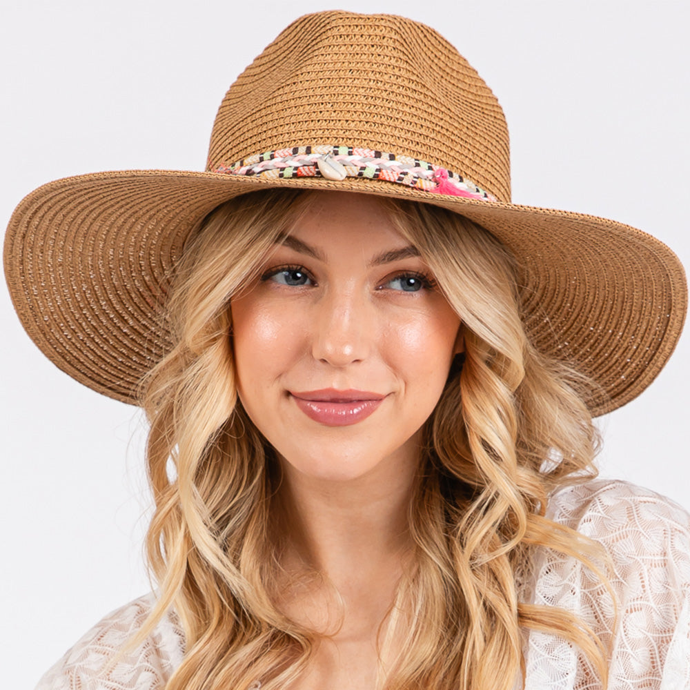 

Соломенная шляпа от солнца в стиле бохо с кисточками FASHNZFAB, серо-коричневый