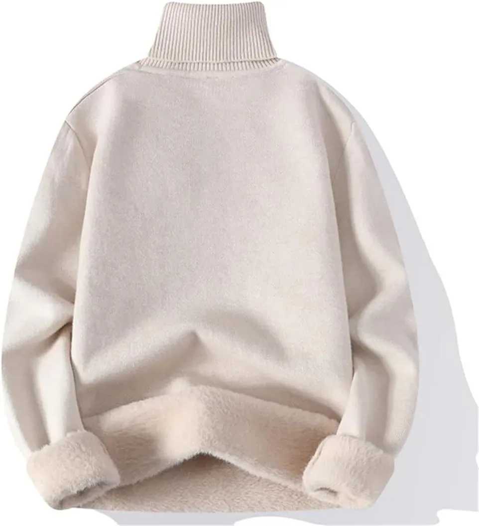 Мужской зимний водолазный свитер Solid Color Warm Fleece Slim Knitted — фото 2
