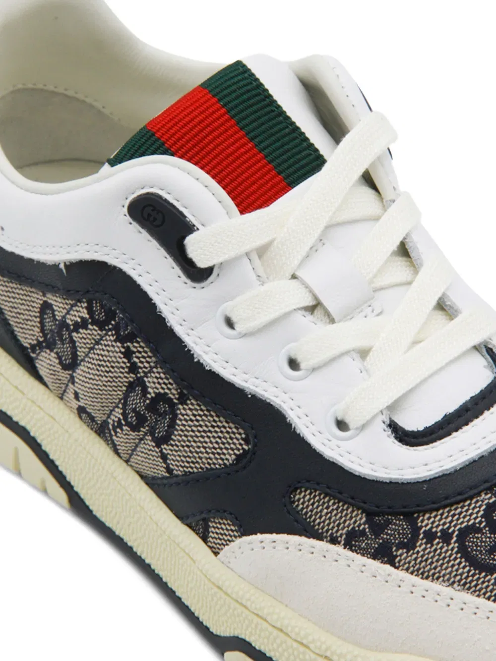 Кожаные кроссовки Re-web gg-monogram Gucci Kids, белый — фото 4