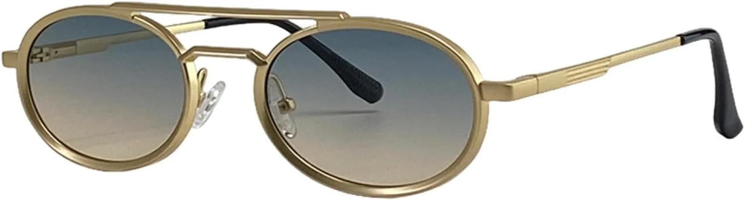 

Солнцезащитные очки в стиле стимпанк овальной формы для женщин и мужчин, роскошные, в маленькой оправе, с защитой от УФ-излучения UV400 TOIPASTN, C5goldgreenyellow