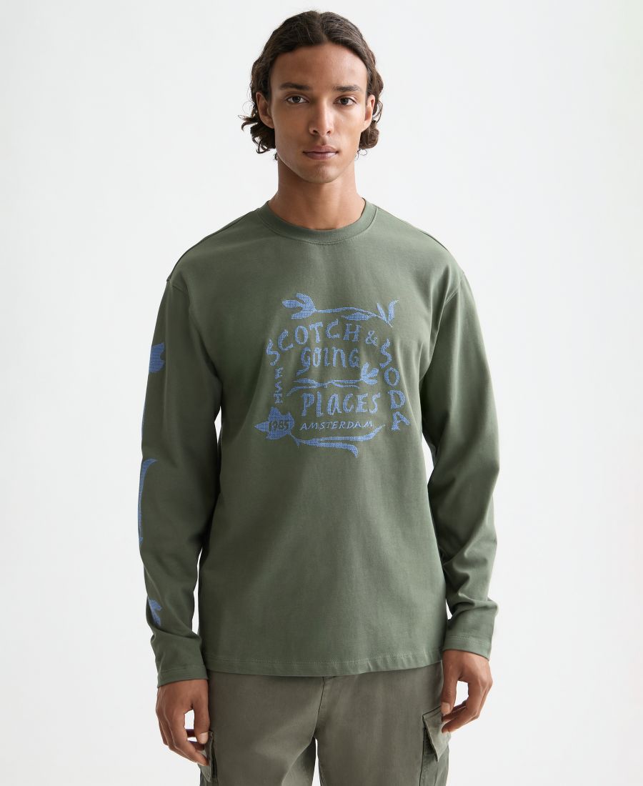 

Мужская футболка с длинными рукавами свободного кроя с рисунком SCOTCH & SODA, Thyme