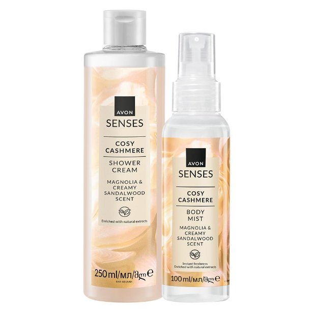 

НАБОР ИЗ 2 КОСМЕТИЧЕСКИХ СРЕДСТВ AVON COSY CASHMERE MAGNOLIA TREE SANDAL GEL+MIST