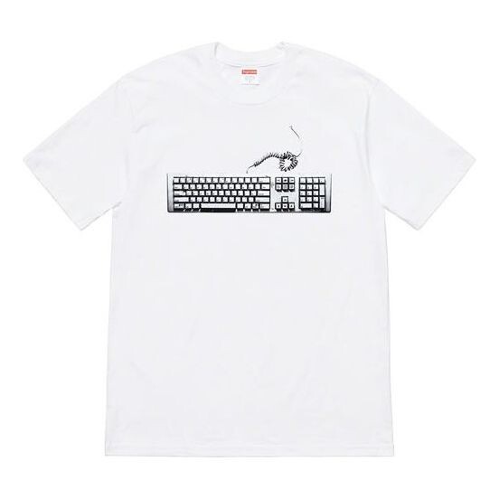 

Футболка ss19 keyboard tee white pattern short sleeve Supreme, белый
