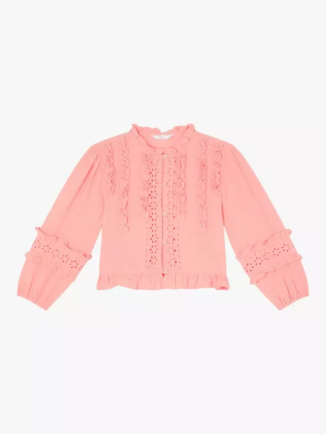 Детская блузка с длинными рукавами и оборками, розовая Angels by Accessorize