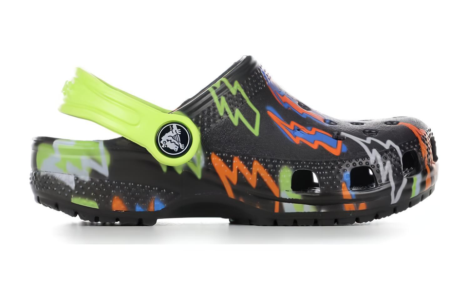 Устойчивые к скольжению и истиранию детские сандалии Kids' Crocs, черный/зеленый — фото 4