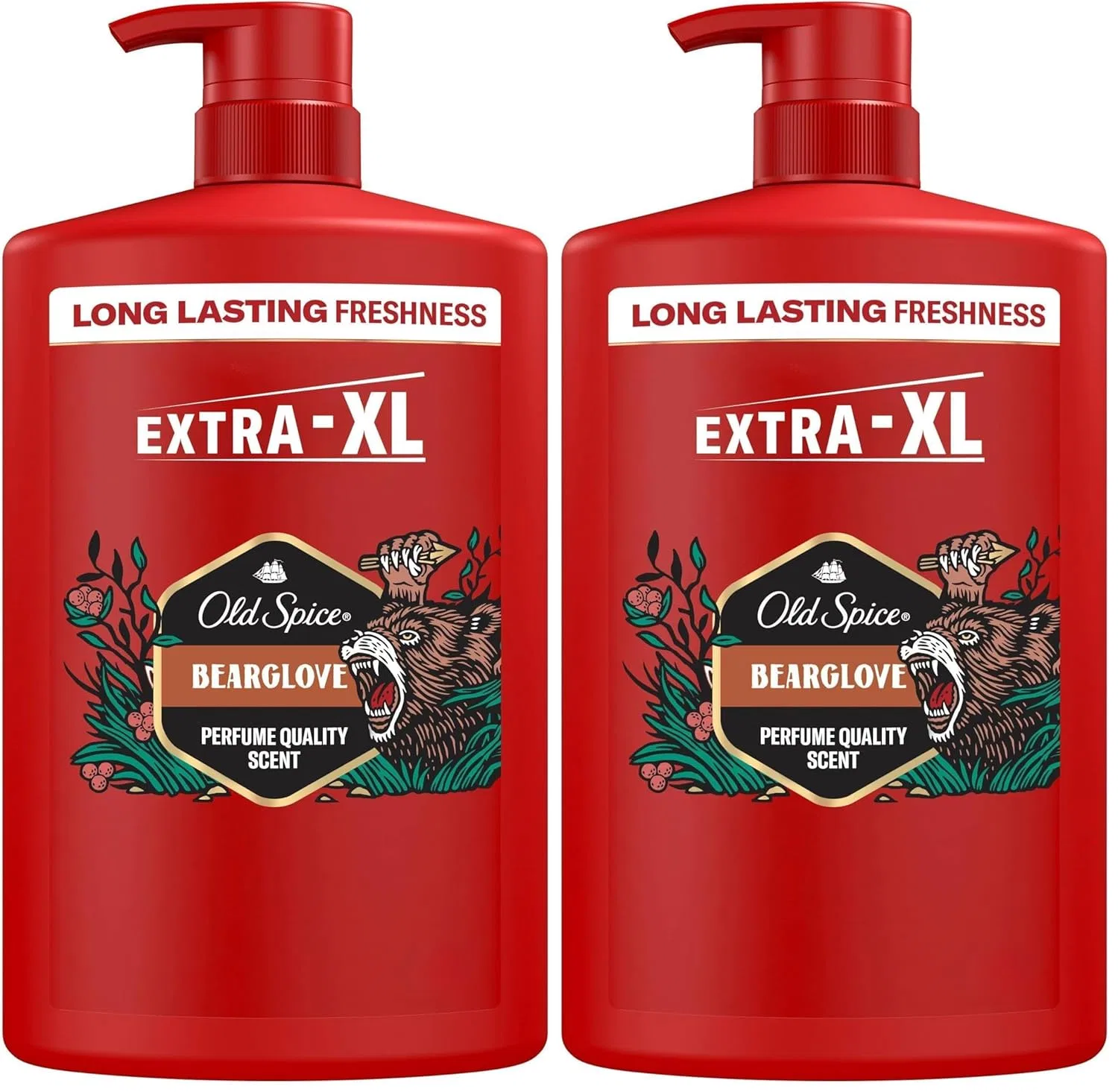 Мужской гель для душа Old Spice Bearglove 3-в-1, 1000 мл, с дозатором, 2 штуки Old Spice