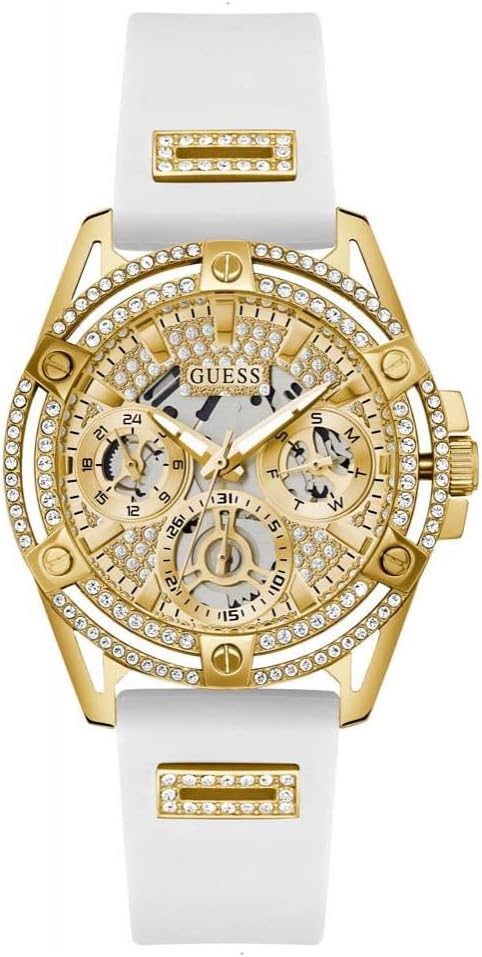 

GUESS женские часы 40 мм - белый ремешок, циферблат champagne, корпус gold tone