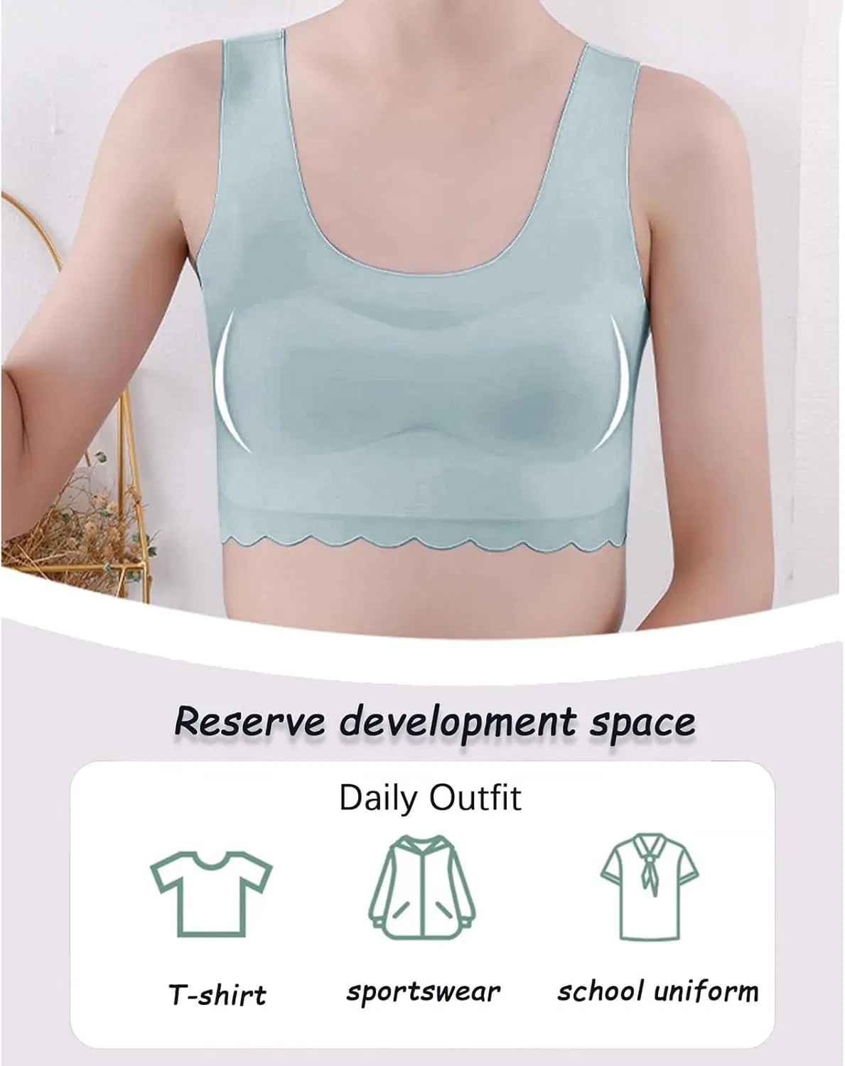 Топ-майка для девочек, хлопковая, Athletic Works, 2-light Blue — фото 4