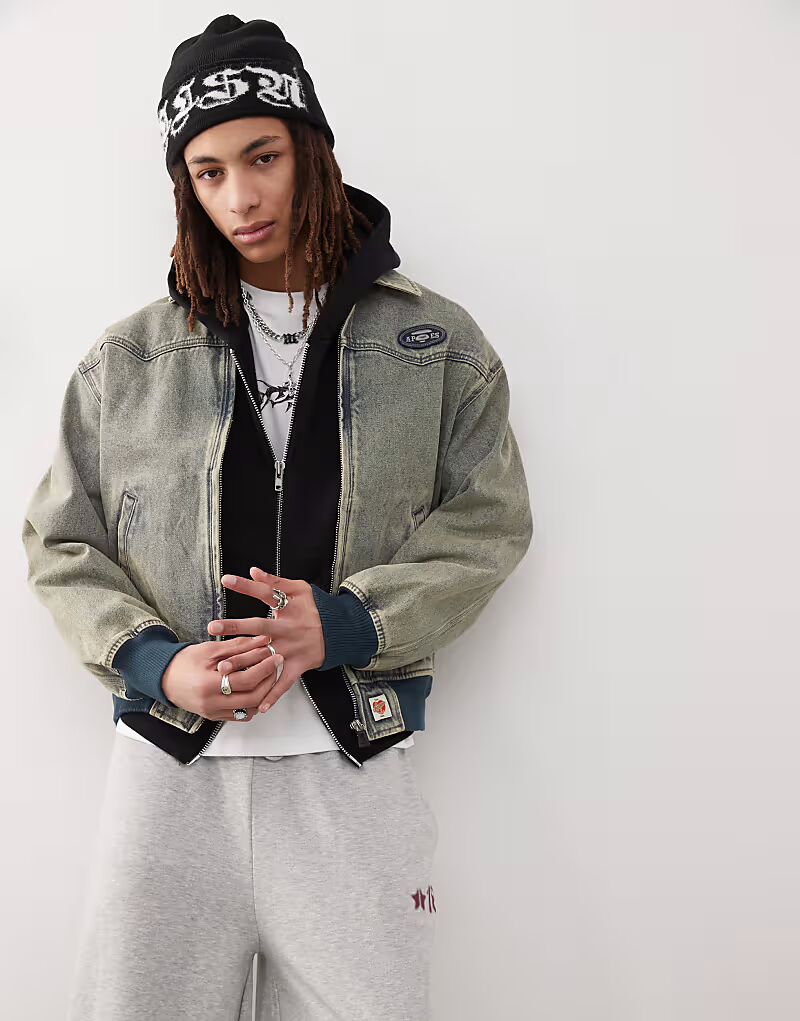 

Джинсовая куртка в стиле вестерн Aape by A Bathing Ape с вышивкой на спине в винтажном стиле AAPE BY A BATHING APE