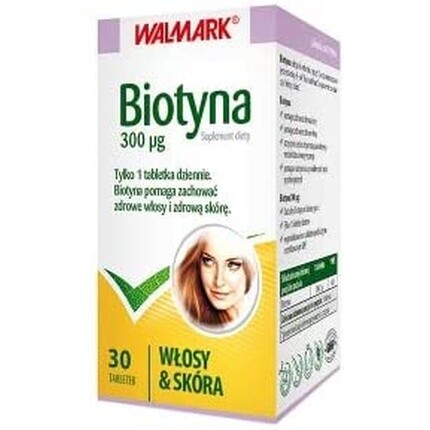 

Биотин 300 мкг для здоровья волос, кожи и ногтей 30 таблеток, Walmark