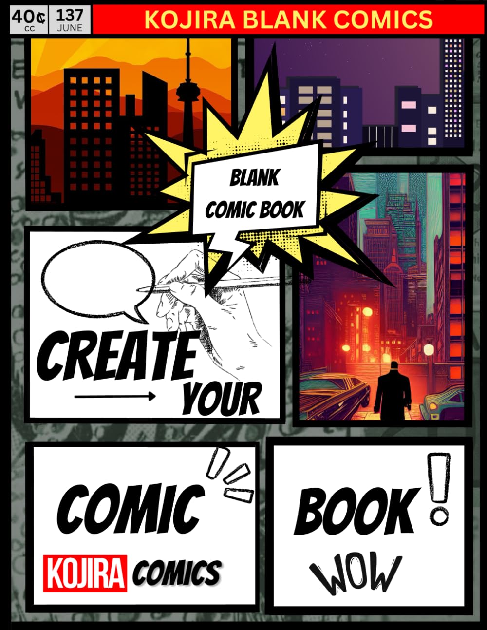 

WoW!! Create Your Own Comic Book! Hand Designed, Blank Comic Strip Templates, Over 100 Pages, 8.5*11 inches ((No Speech Bubbles)) (Independently published)