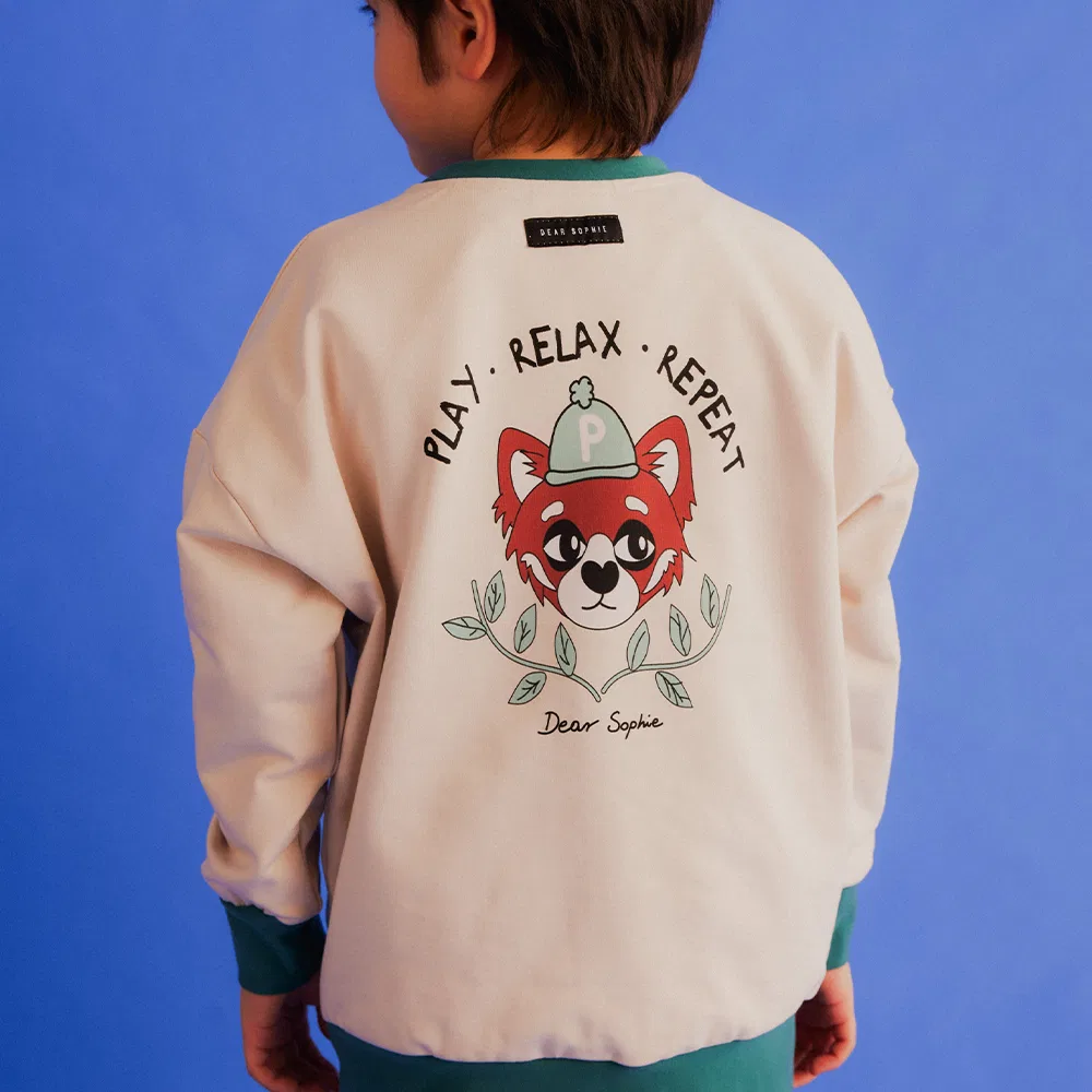 Детский зелёный свитшот Panda Line от Dearsophie