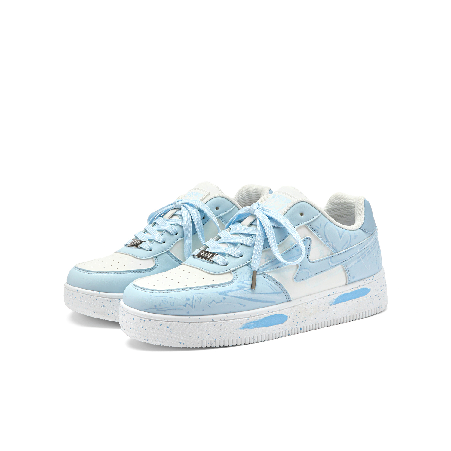 

TALKING TOM Дышащие скейтерские кроссовки низкие унисекс бело-голубые, цвет White Blue