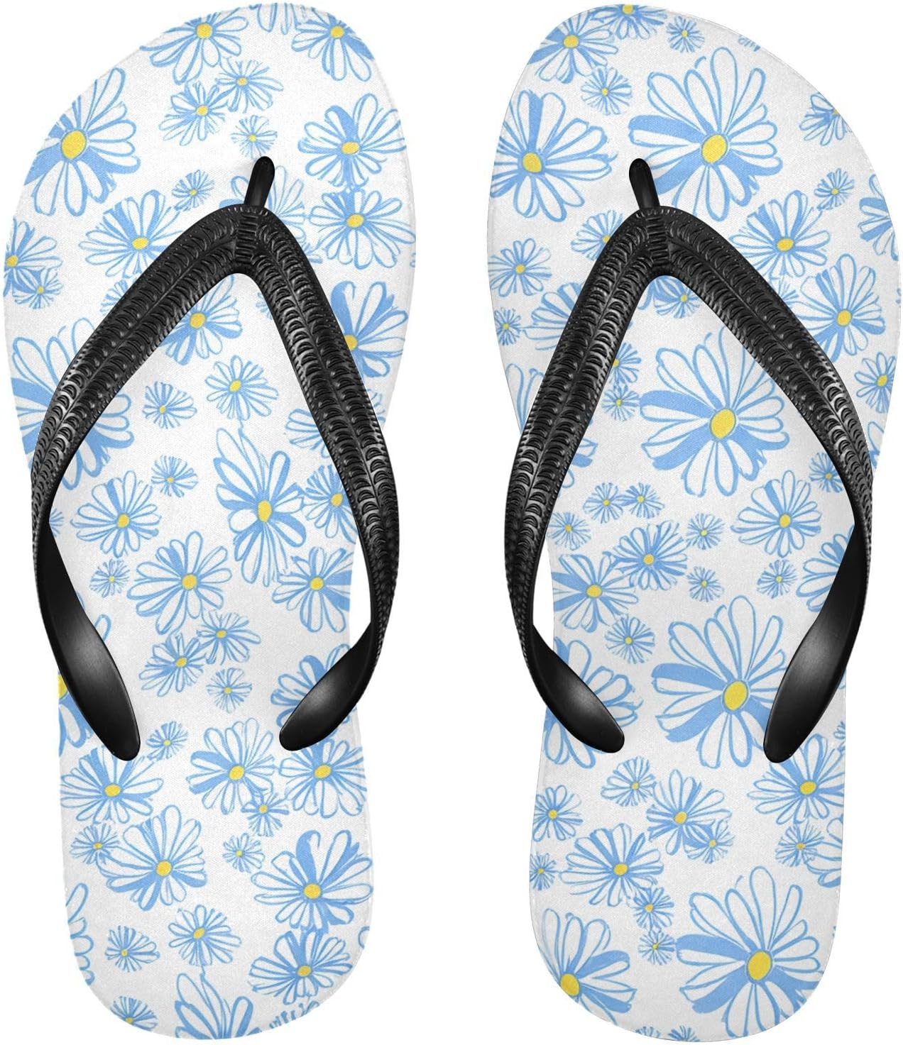 

Сланцы с синими ромашками для пляжа, резиновые нескользящие летние тапочки для женщин и мужчин Sinestour
