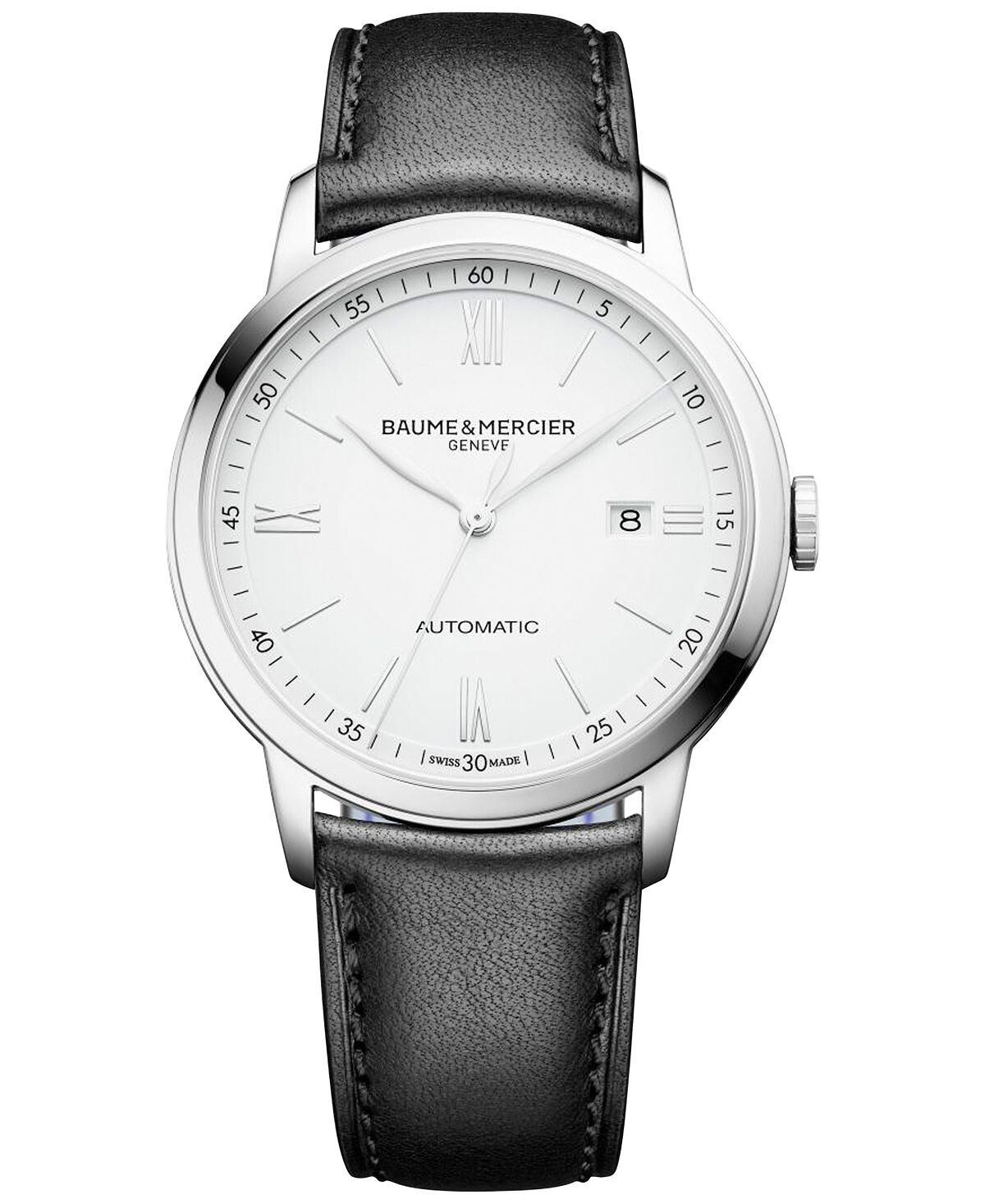 

Мужские швейцарские автоматические часы Classima с черным кожаным ремешком 42 мм M0A10332 Baume & Mercier