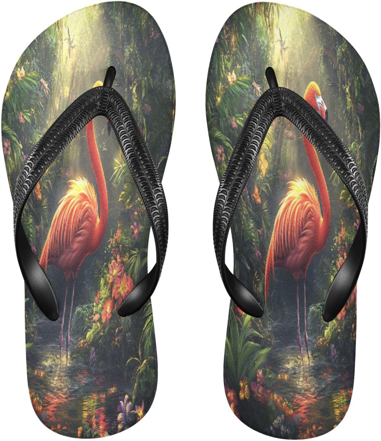 

Мужские и женские пляжные шлепанцы Jungle Orange Flamingo, резиновые, нескользящие, летние тапочки, сандалии для душа Sinestour