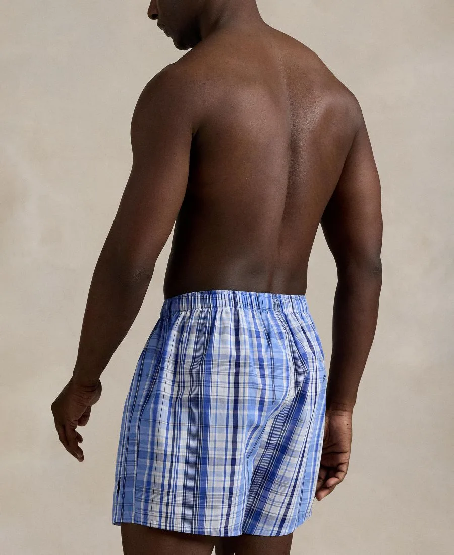 Мужские клетчатые тканые боксерские трусы Polo Ralph Lauren, robinson plaid/cruise темно-синий — фото 3