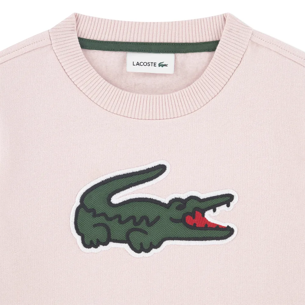 Детская флисовая толстовка Lacoste с аппликацией из пике Lacoste kids, розовый — фото 2