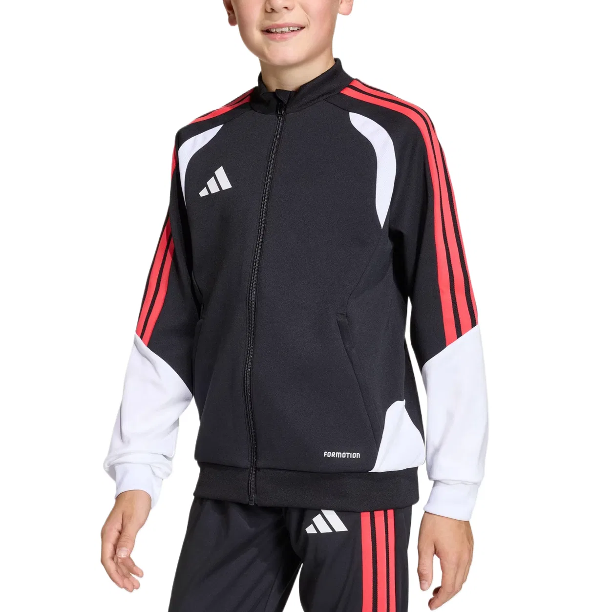 Детская куртка с воротником-стойкой Adidas, Black/Bright Red
