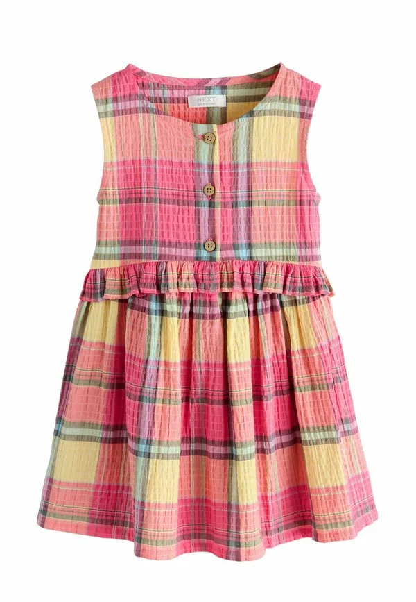 Платье-Рубашка прямого кроя без рукавов с баской Next, Multi Pink Check