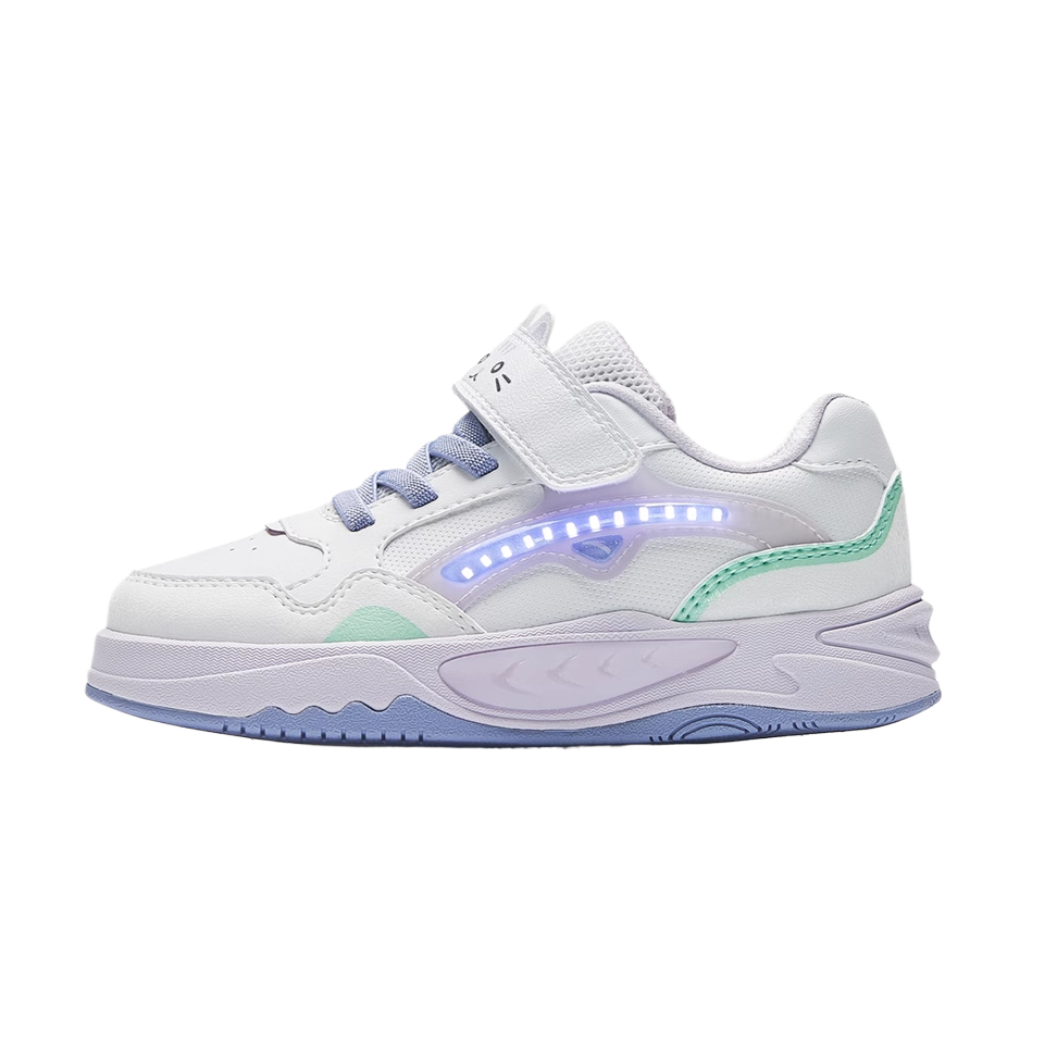 

Antakids Детские скейтбординговые кроссовки Anta White/Misty Purple/Silk Turquoise для детей от 3 до 7 лет