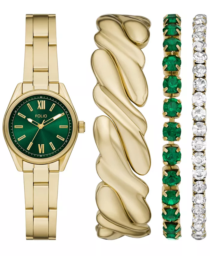 

Женские часы Quartz с тремя стрелками и золотым сплавом, 27мм Folio