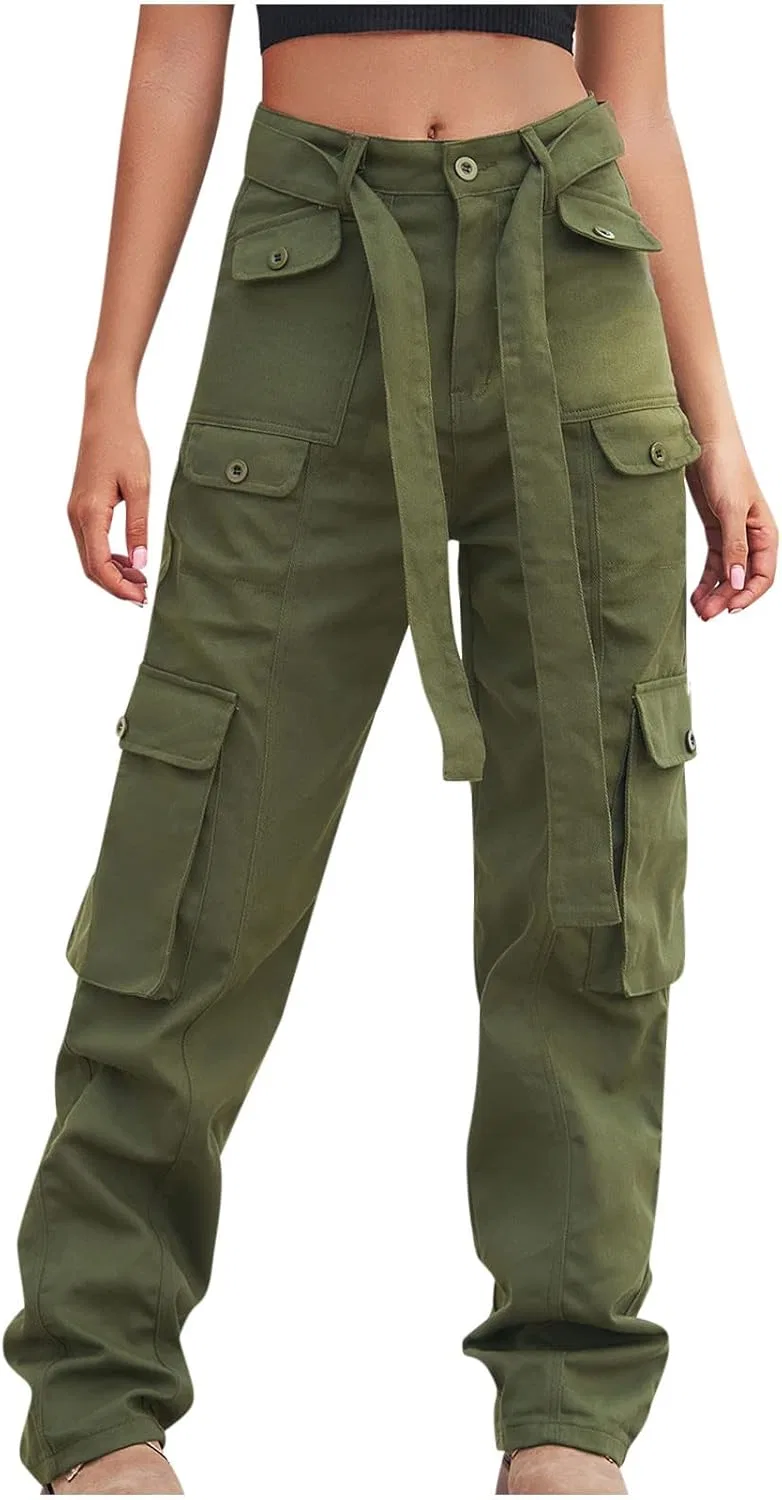 Джинсы карго High Waist, армейский зеленый