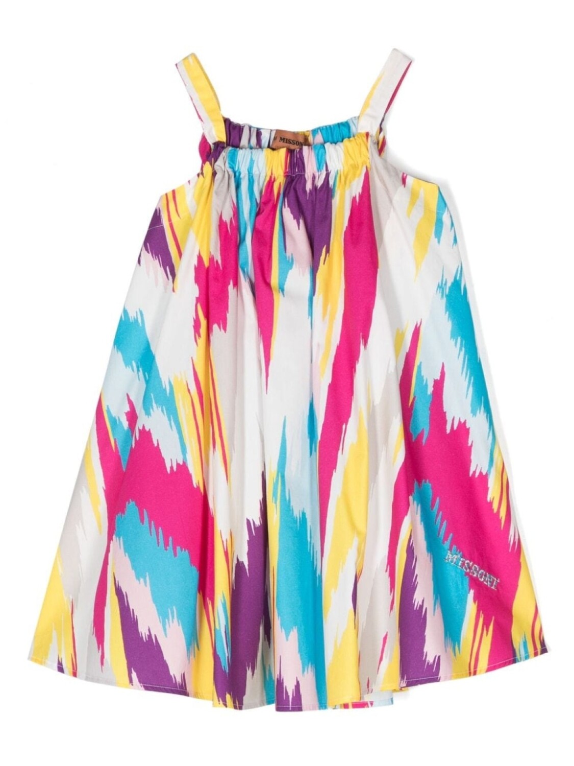 

Missoni Kids расклешенное платье с узором зигзаг, белый