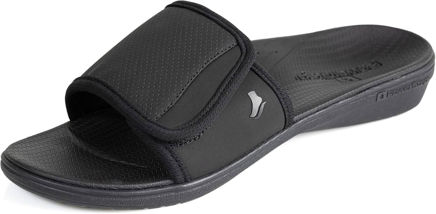 

Мужские сандалии PowerStep с поддержкой свода стопы, ортопедические сандалии для подошвенного фасциита, с нейтральной поддержкой свода, черный