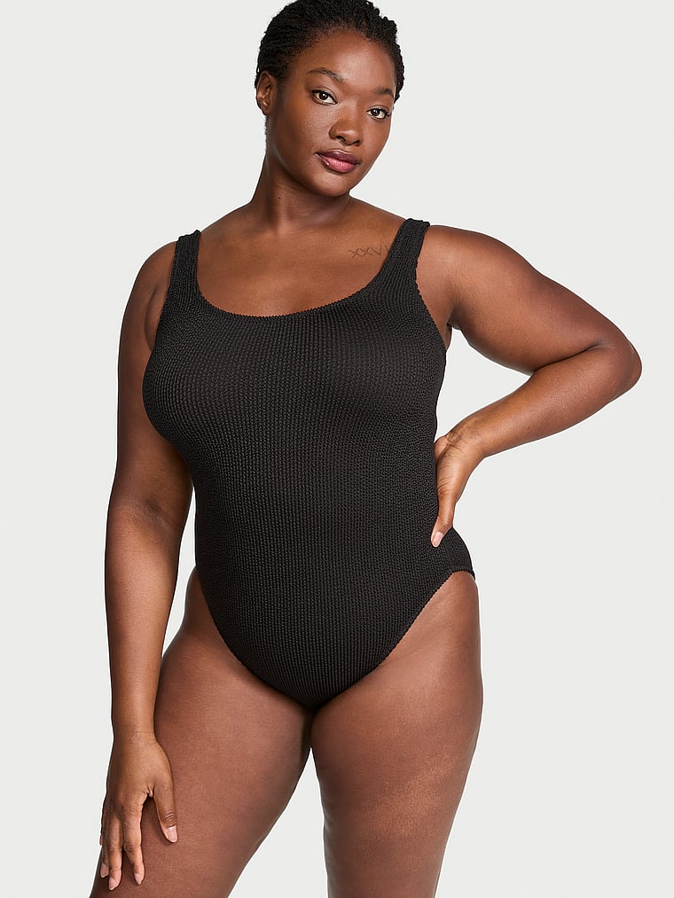 

Слитный купальник с мятым вырезом Victoria'S Secret Swim, черный